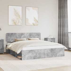 Rám postele s čelo Beton 200 x 200 cm Masivní borové dřevo - obrázek 1