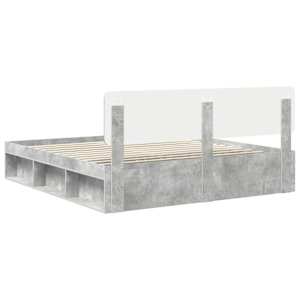 Rám postele s čelo Beton 200 x 200 cm Masivní borové dřevo - obrázek 9