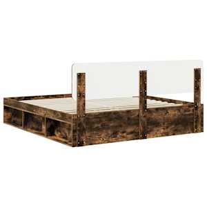Rám postele Kouřový dub 200 x 200 cm Masivní borové dřevo - obrázek 9