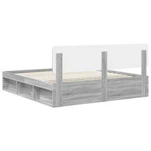 Rám postele Šedá Sonoma 200 x 200 cm Masivní borové dřevo - obrázek 9