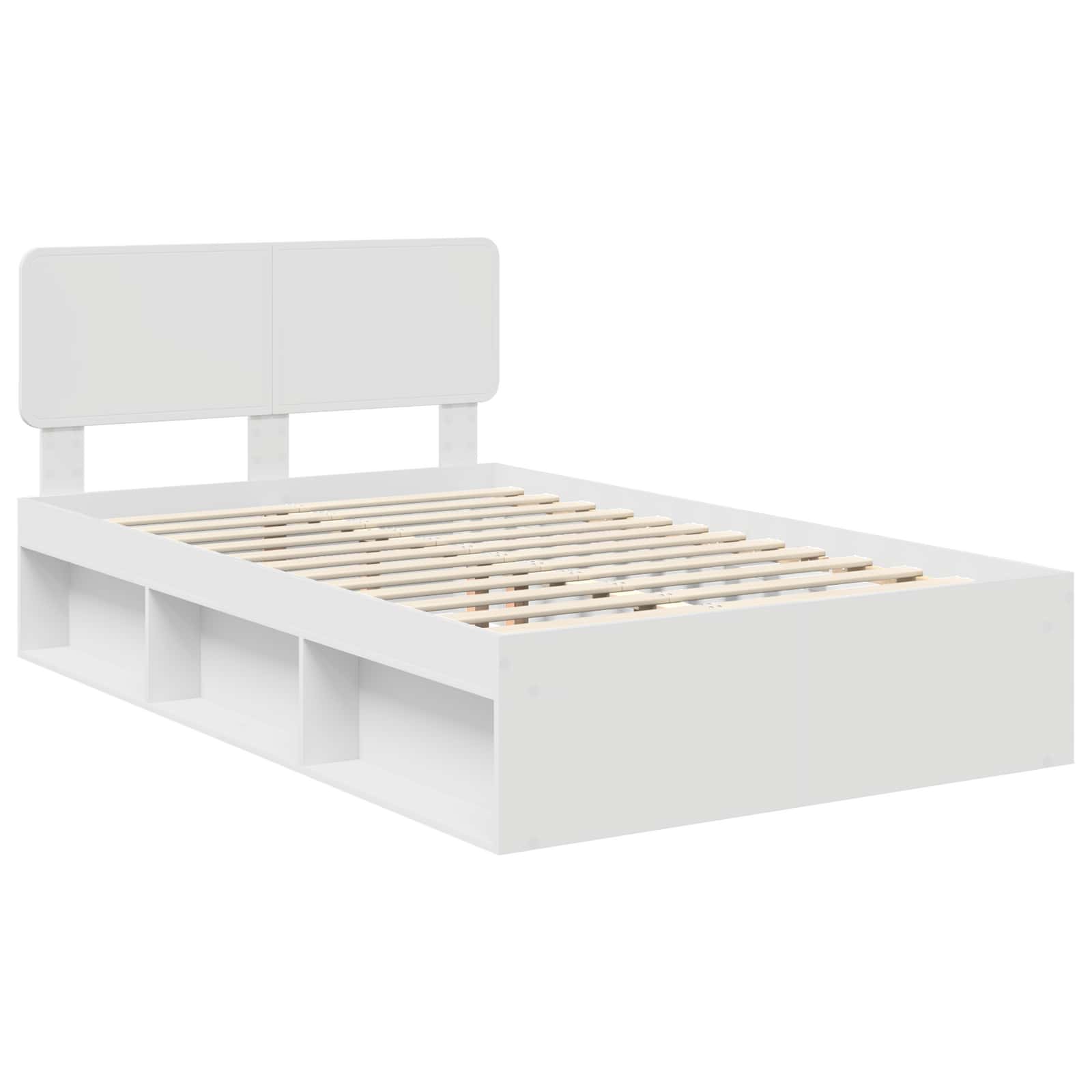 Bedframe met hoofdeinde Wit 135 x 190 cm Massief grenenhout image 4