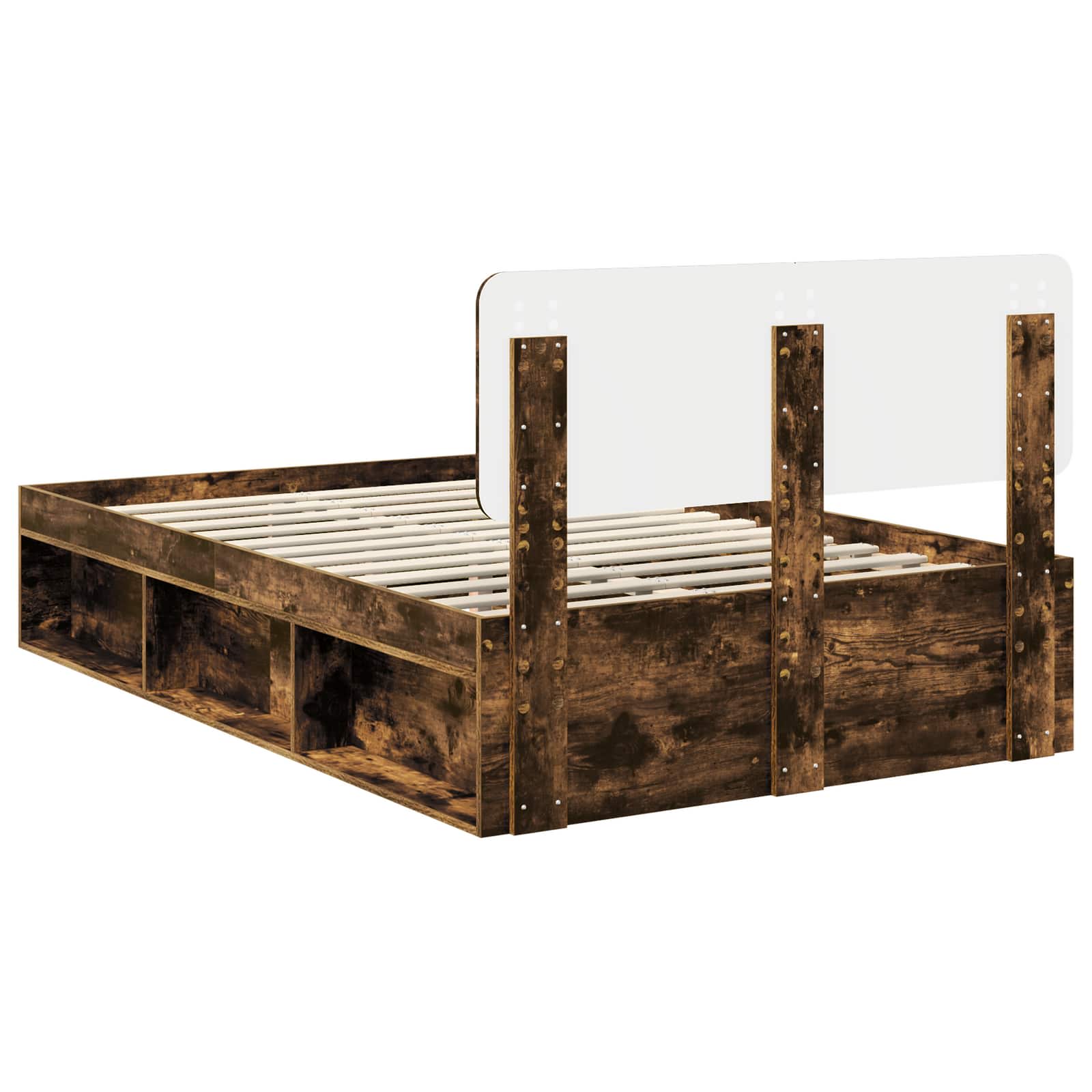 Sengestamme med hodegjerde Røkt eik 120 x 200 cm Massiv furu - Bilde 9