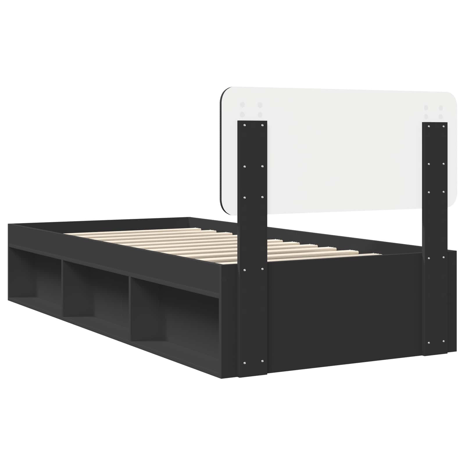 Bedframe met hoofdeinde Zwart 100 x 200 cm Massief grenenhout image 9