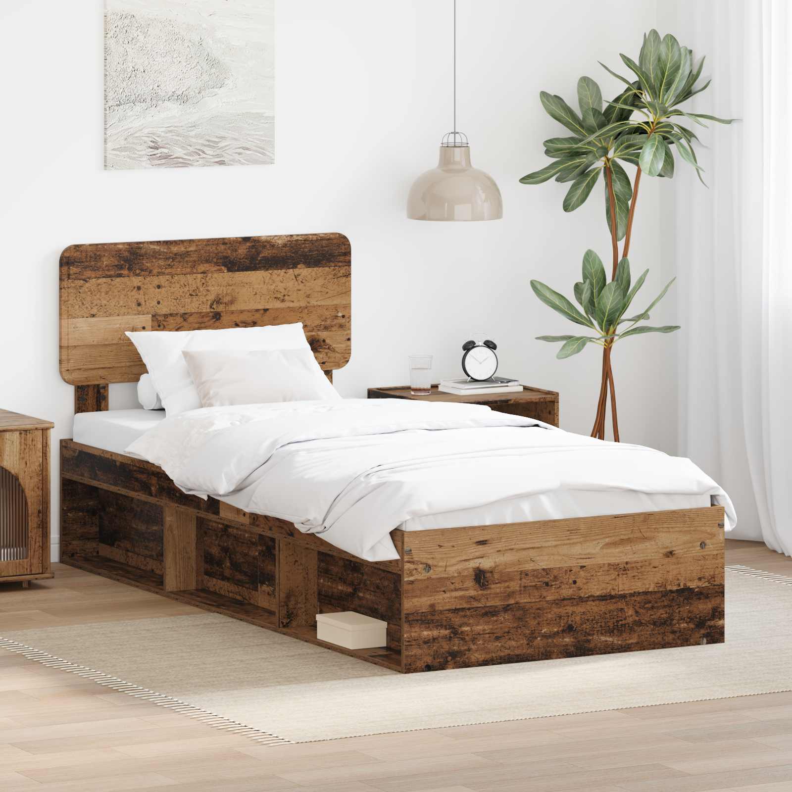 vidaXL Cadru de pat Lemn vechi 100 x 200 cm Lemn de pin masiv
