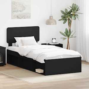 Konstrukcija postelje Črna 90 x 200 cm Masivno borovo les