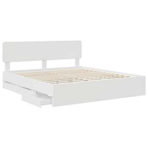Rám postele se zásuvkou Bílý 200 x 200 cm Dřevěný materiál - obrázek 5