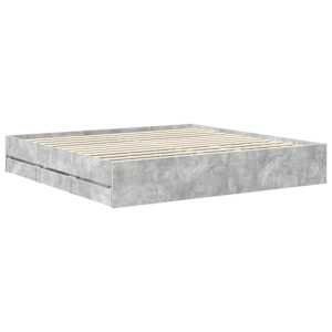 Rám postele s čelo Betonově Šedá 200 x 200 cm Dřevěný materiál - obrázek 6