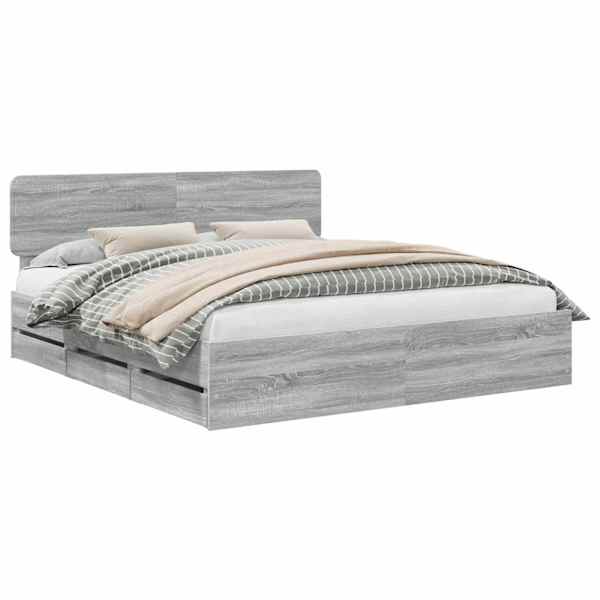 vidaXL Voodi raam sahtliga Hall Sonoma 200 x 200 cm T&ouml;&ouml;deldud puit