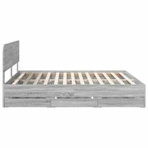 Rám postele s čelo Šedá Sonoma 200 x 200 cm Dřevěný materiál - obrázek 9