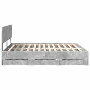 Rám postele s čelo Betonově Šedá 180 x 200 cm Dřevěný materiál - obrázek 9
