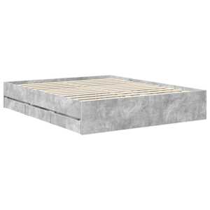 Rám postele s čelo Betonově Šedá 160 x 200 cm Dřevěný materiál - obrázek 6