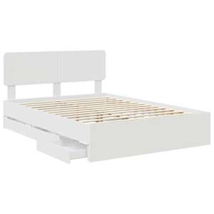 Rám postele se zásuvkou Bílý 150 x 200 cm Dřevěný materiál - obrázek 5