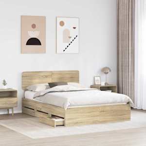 Rám postele s čelo Sonoma dub 150 x 200 cm Dřevěný materiál - obrázek 3