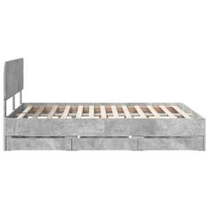 Rám postele s čelo Betonově Šedá 150 x 200 cm Dřevěný materiál - obrázek 9
