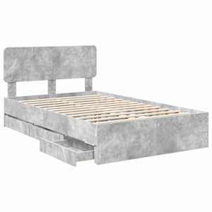 Rám postele s čelo Betonově Šedá 135 x 190 cm Dřevěný materiál - obrázek 5