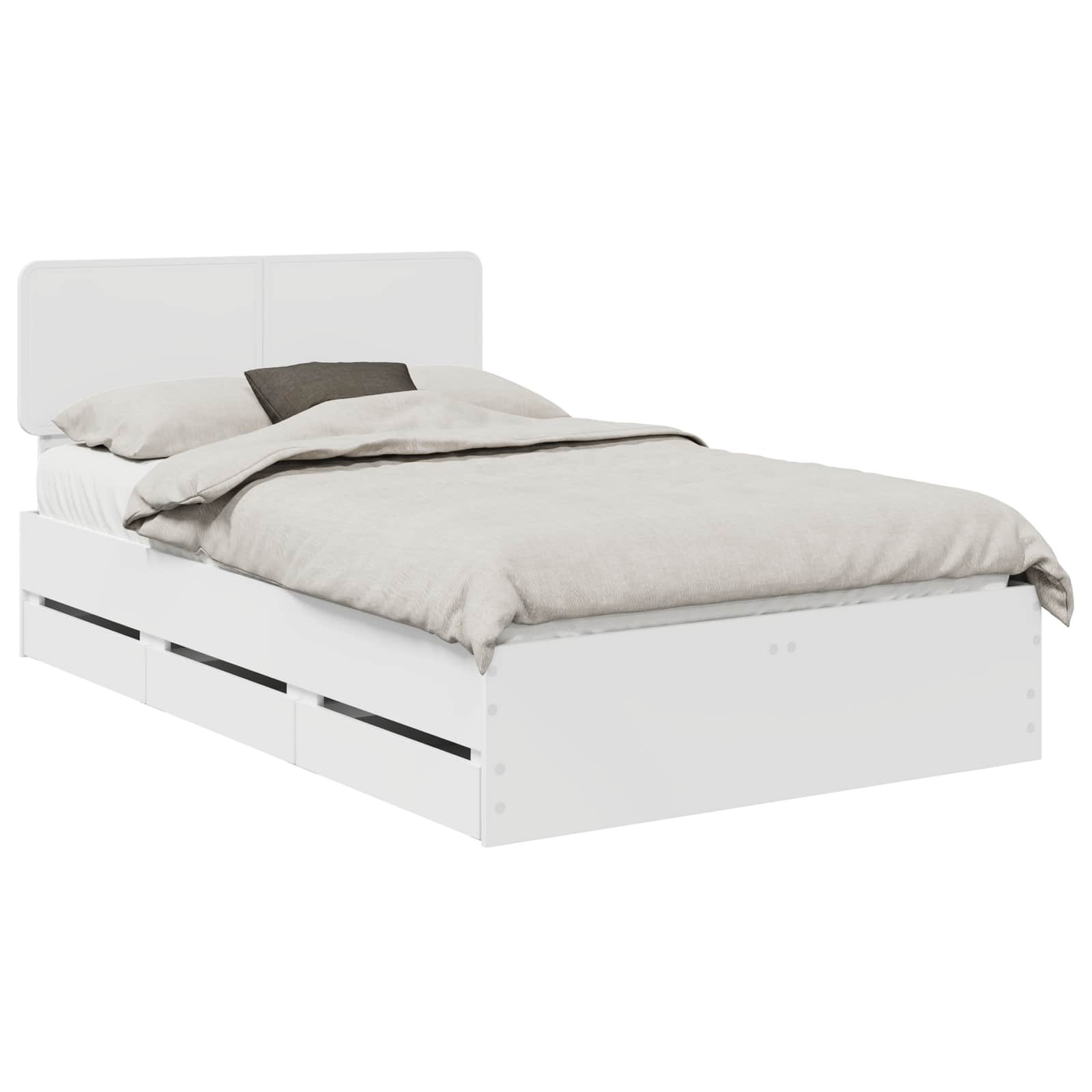 Voodi raam sahtliga peaga Valge 120 x 190 cm Inseneripuit 2 Kõik vajalik sinu aeda ja koju! Voodi raam sahtliga peaga Valge 120 x 190 cm Inseneripuit - Image 2