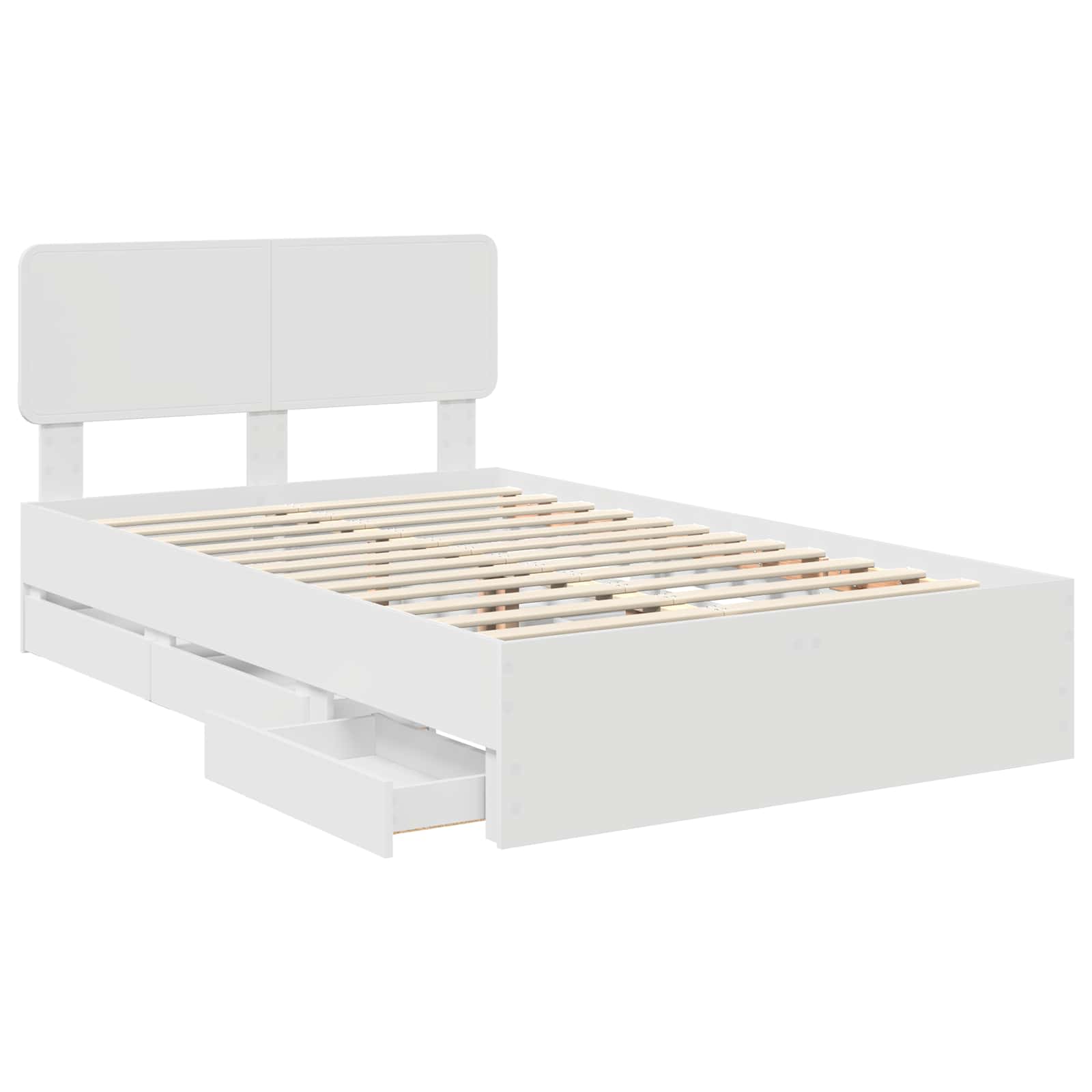 Voodi raam sahtliga peaga Valge 120 x 190 cm Inseneripuit 5 Kõik vajalik sinu aeda ja koju! Voodi raam sahtliga peaga Valge 120 x 190 cm Inseneripuit - Image 5