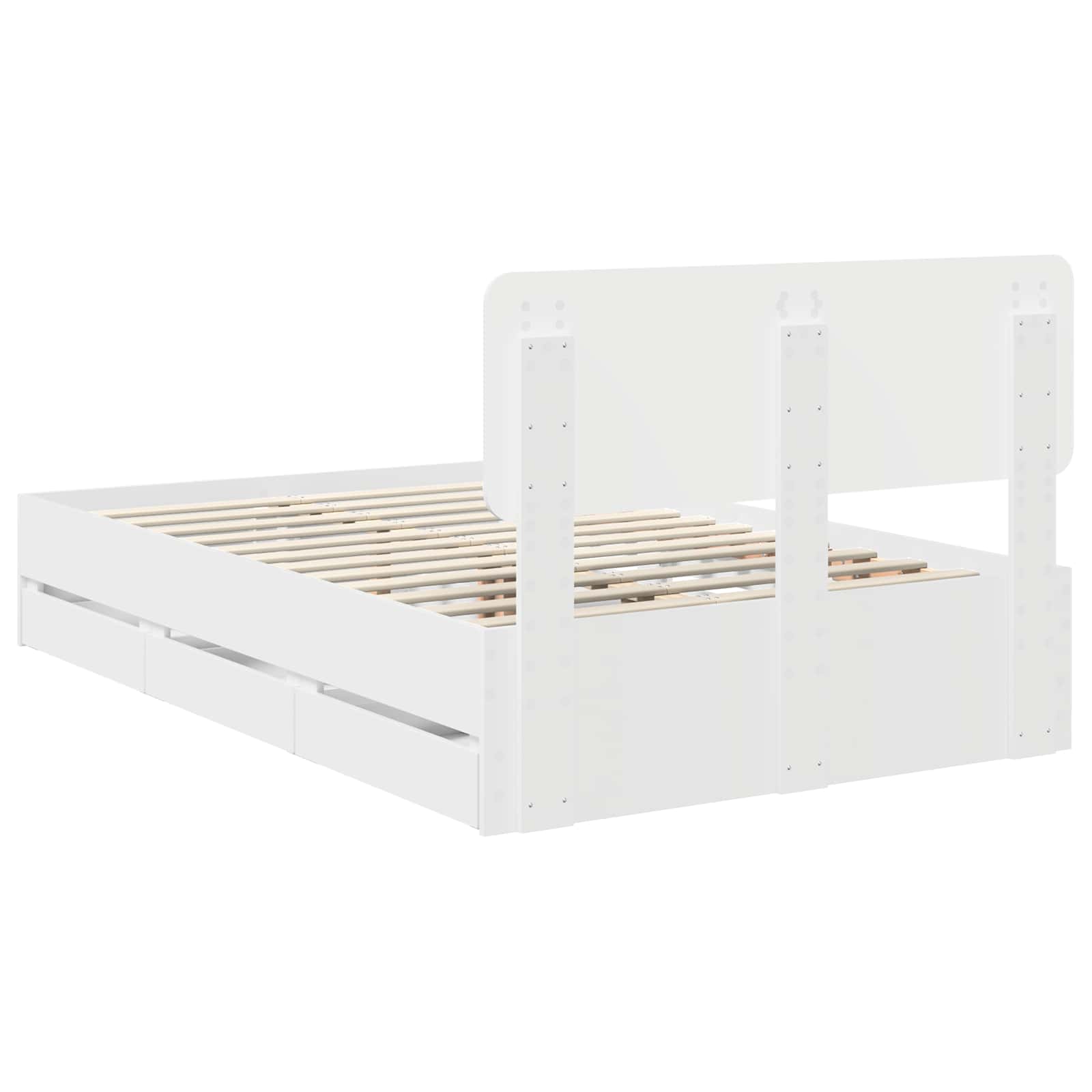 Voodi raam sahtliga peaga Valge 120 x 190 cm Inseneripuit 10 Kõik vajalik sinu aeda ja koju! Voodi raam sahtliga peaga Valge 120 x 190 cm Inseneripuit - Image 10