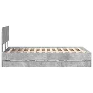 Rám postele s čelo Betonově Šedá 120 x 200 cm Dřevěný materiál - obrázek 9