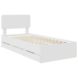 Rám postele s čelo Bílý 100 x 200 cm Dřevěný materiál - obrázek 4