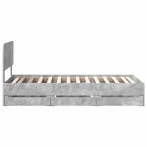 Rám postele s čelo Betonově Šedá 90 x 190 cm Dřevěný materiál - obrázek 9