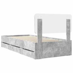 Rám postele s čelo Betonově Šedá 90 x 200 cm Dřevěný materiál - obrázek 10