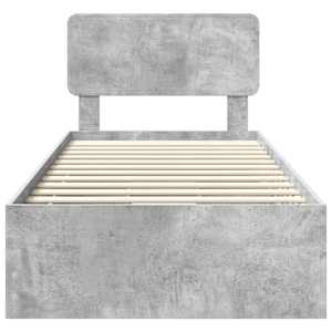 Rám postele s čelo Betonově Šedá 90 x 200 cm Dřevěný materiál - obrázek 8