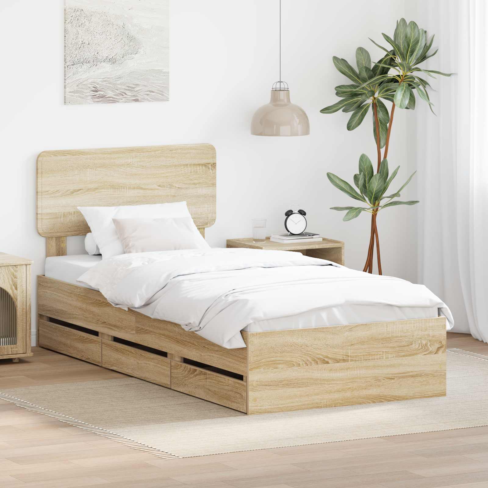 vidaXL Bettrahmen Sonoma-Eiche 75 x 190 cm Ingenieurs Holz