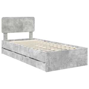 Rám postele s čelo Betonově Šedá 75 x 190 cm Dřevěný materiál - obrázek 4