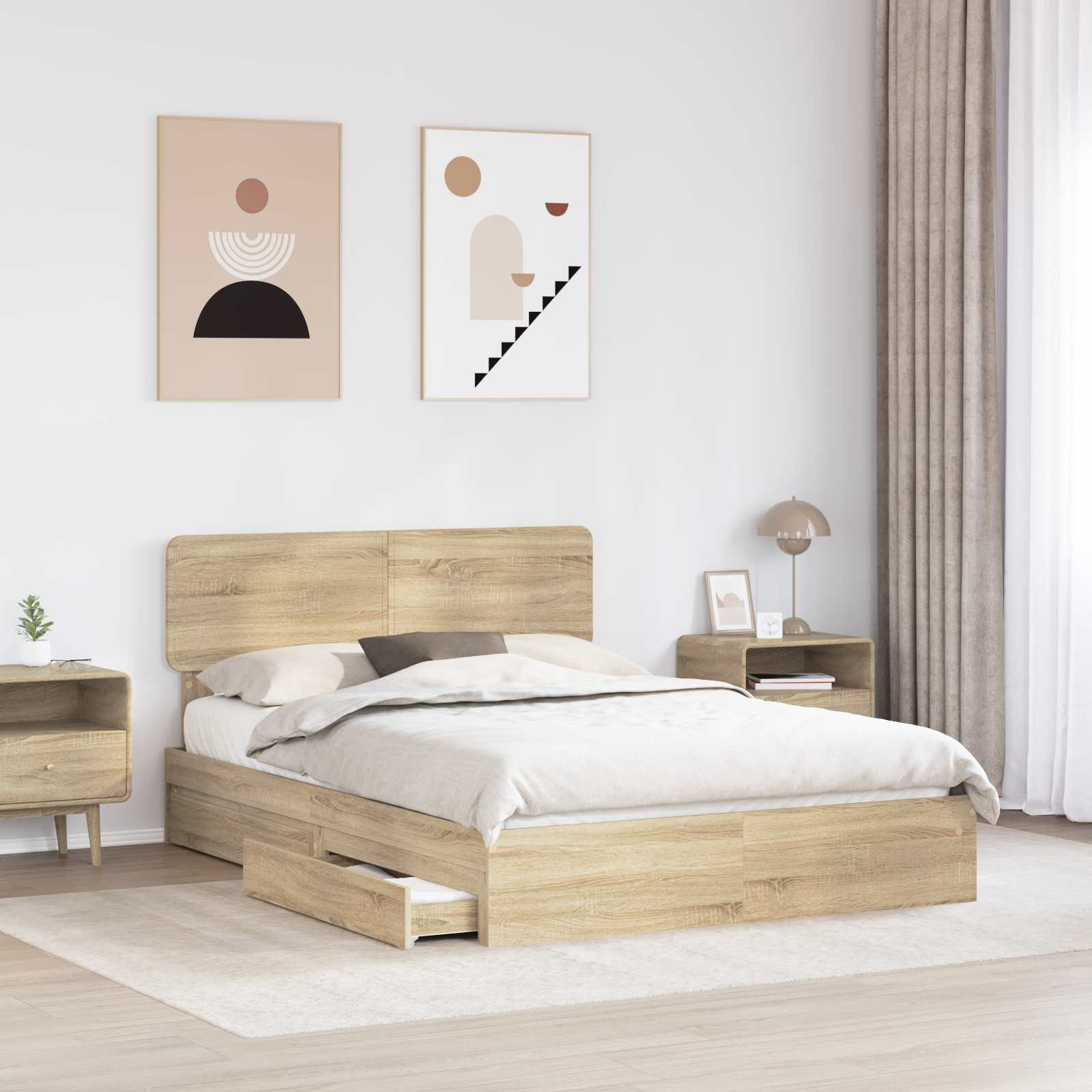 Opslag bed met lade Sonoma Eiken 160 x 200 cm Bewerkt hout | luizaXL | Dé meubelwinkel voor elk interieur Opslag bed met lade Sonoma Eiken 160 x 200 cm Bewerkt hout - Afbeelding 3