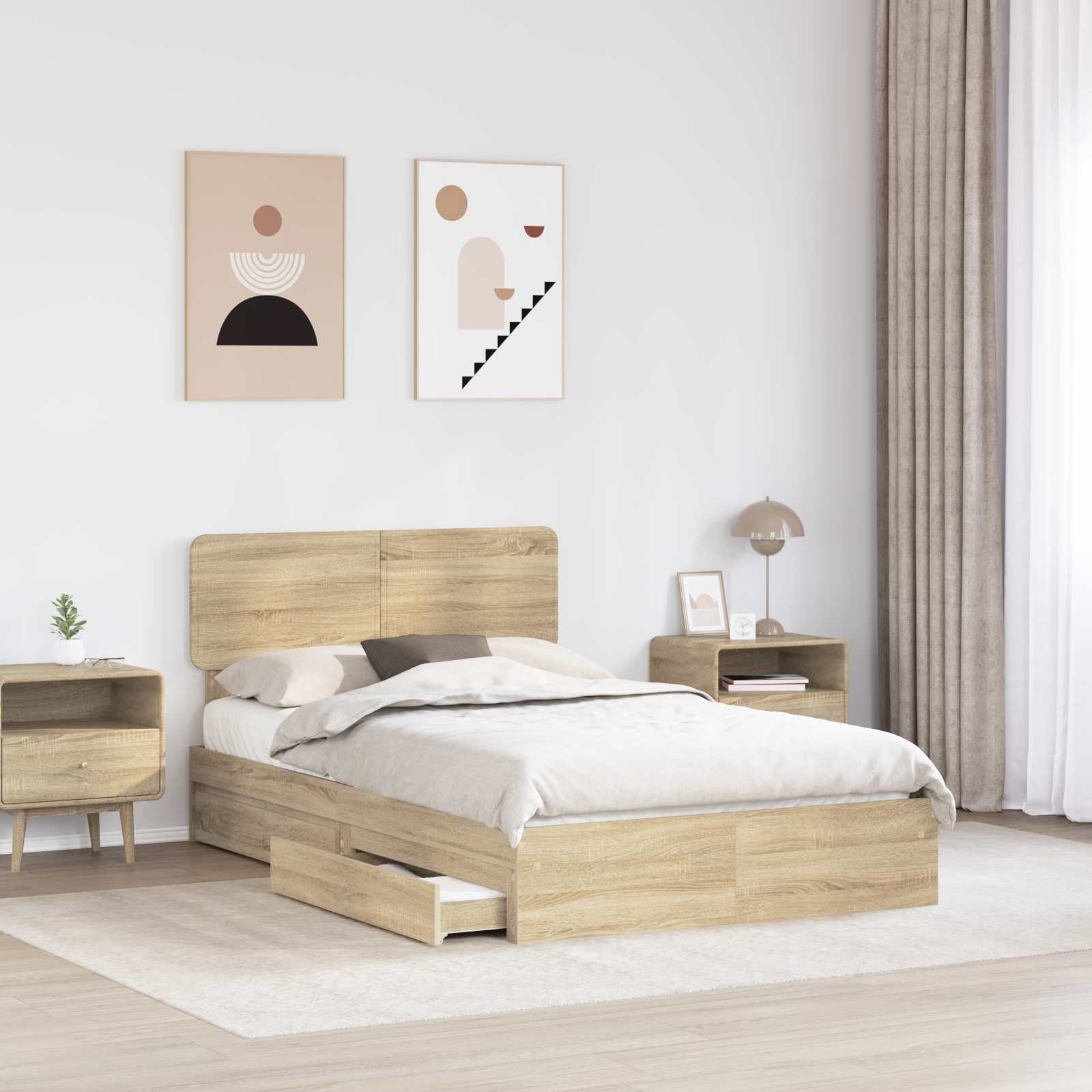 Opslag bed met lade Sonoma Eiken 135 x 190 cm Bewerkt hout | luizaXL | Dé meubelwinkel voor elk interieur Opslag bed met lade Sonoma Eiken 135 x 190 cm Bewerkt hout - Afbeelding 3