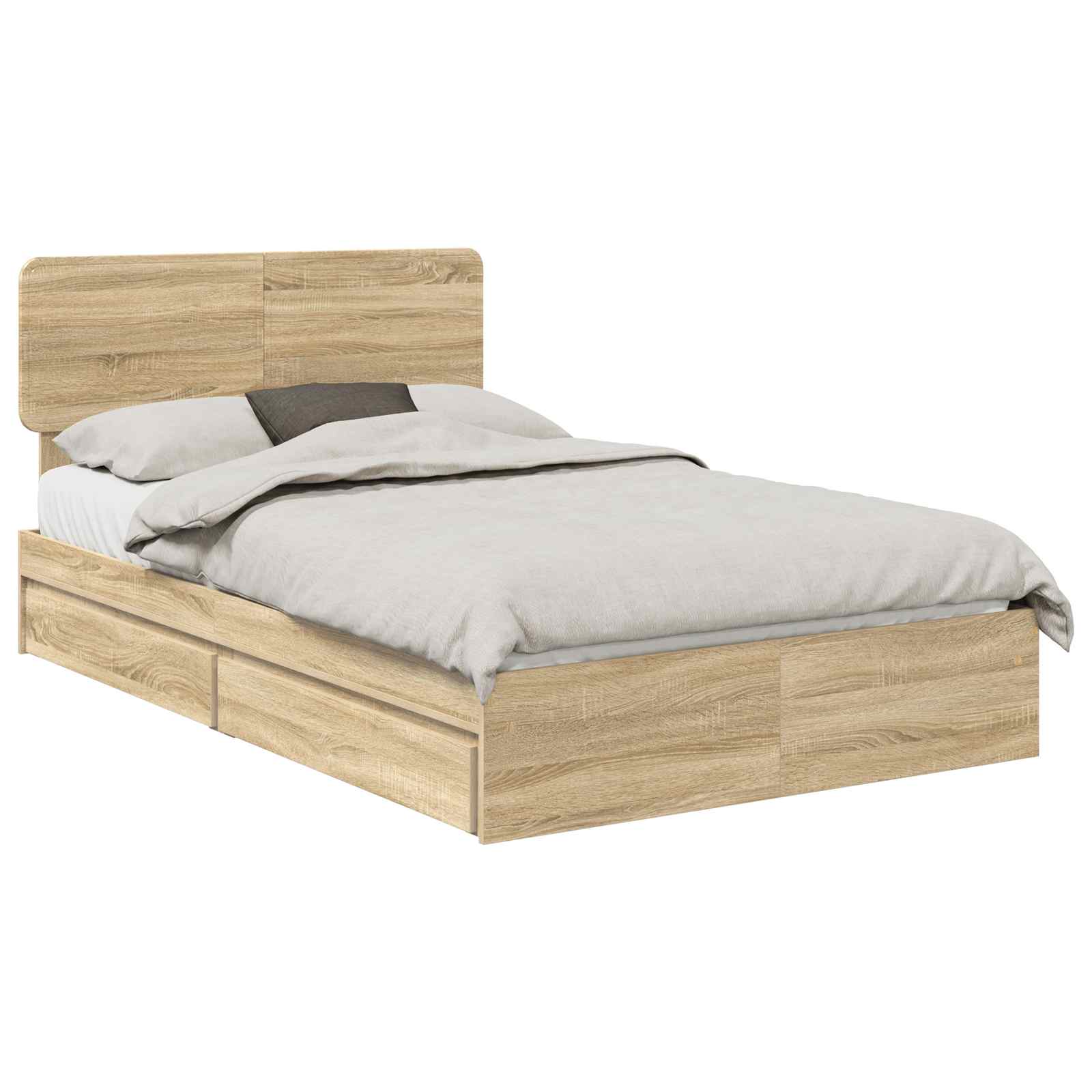 Opslag bed met lade Sonoma Eiken 135 x 190 cm Bewerkt hout | luizaXL | Dé meubelwinkel voor elk interieur Opslag bed met lade Sonoma Eiken 135 x 190 cm Bewerkt hout - Afbeelding 2