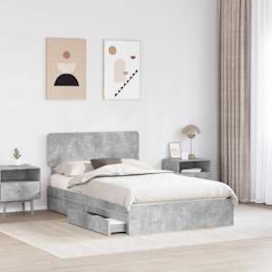 Postel s úložným prostorem s čelo Betonově šedá 135 x 190 cm - obrázek 3