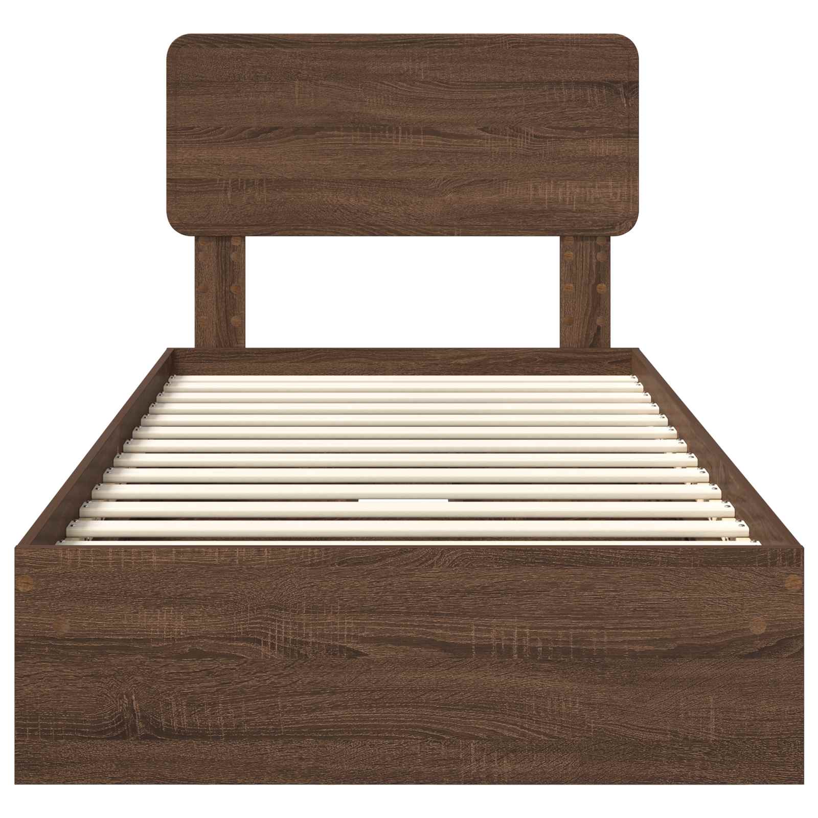 Laos voodi peaga sahtliga Pruun tamme 100 x 200 cm Tehispuit 8 Kõik vajalik sinu aeda ja koju! Laos voodi peaga sahtliga Pruun tamme 100 x 200 cm Tehispuit - Image 8