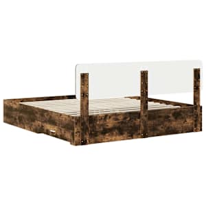 Rám postele s čelo Kouřový dub 200 x 200 cm kompozitní dřevo - obrázek 10
