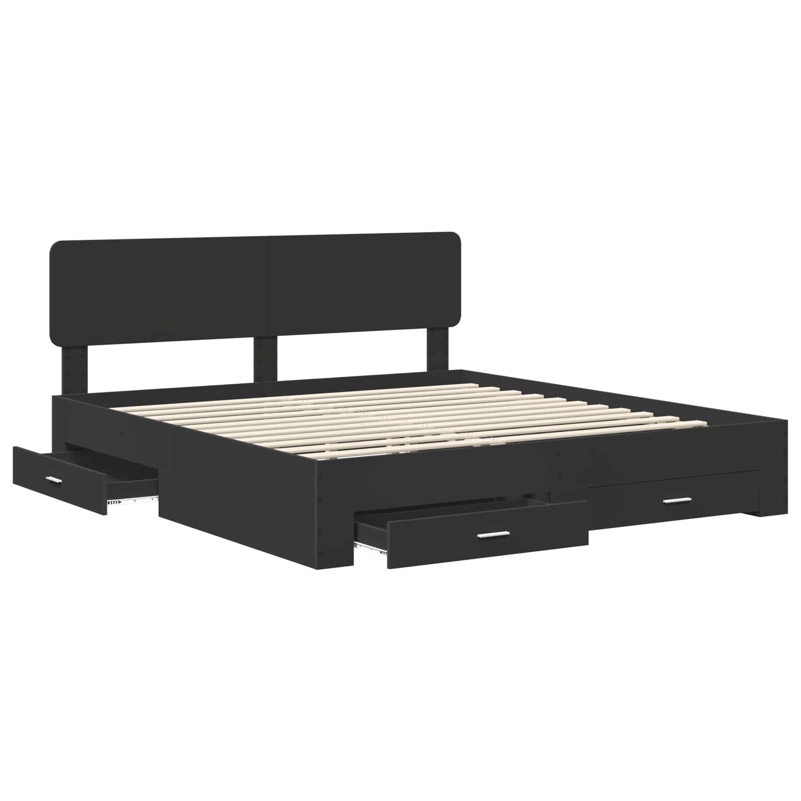 Sängyn runko päätyllä Musta 6FT Super King Size Tekninen puu - Image 5