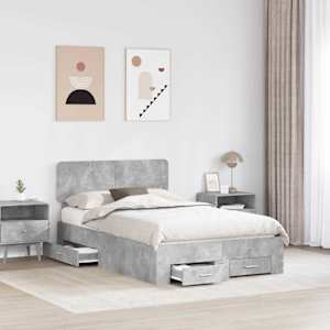 Rám postele s čelo Betonově šedá 135 x 190 cm kompozitní dřevo - obrázek 3