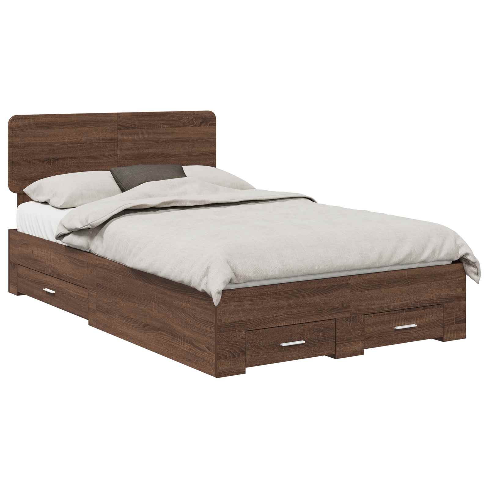 Mobilă și Mobilier - Cadru de pat cu sertar Stejar închis 135 x 190 cm Lemn compozit