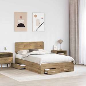 Rám postele s čelo Artisanový dub 135 x 190 cm kompozitní dřevo - obrázek 3