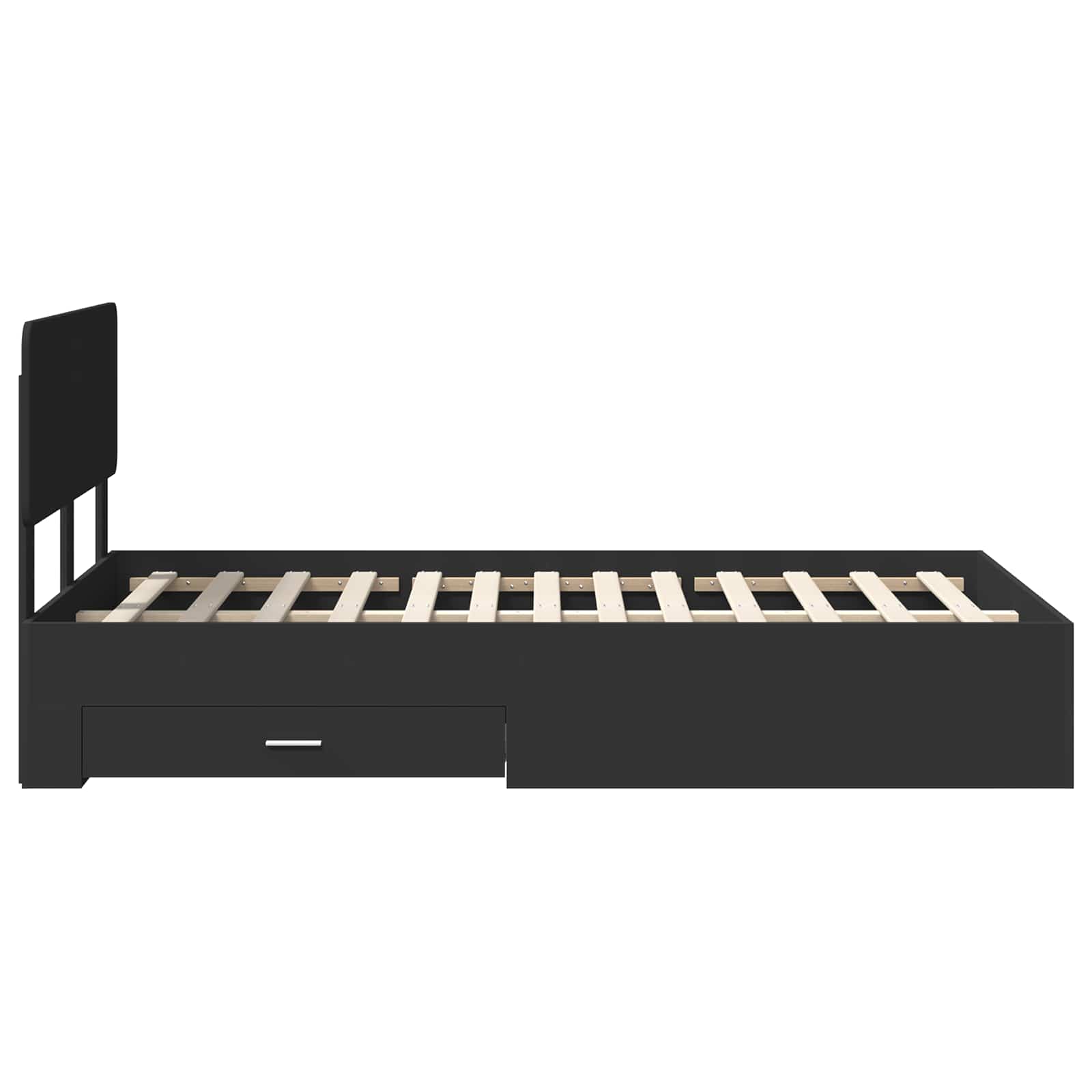 Voodi raam peaga sahtliga Must 120 x 200 cm Tehispuit 9 Kõik vajalik sinu aeda ja koju! Voodi raam peaga sahtliga Must 120 x 200 cm Tehispuit - Image 9