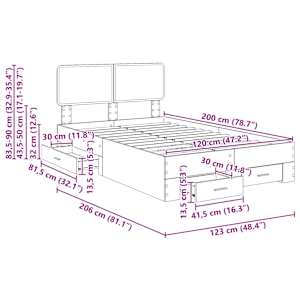 Rám postele s čelo Staré dřevo 120 x 200 cm kompozitní dřevo - obrázek 14