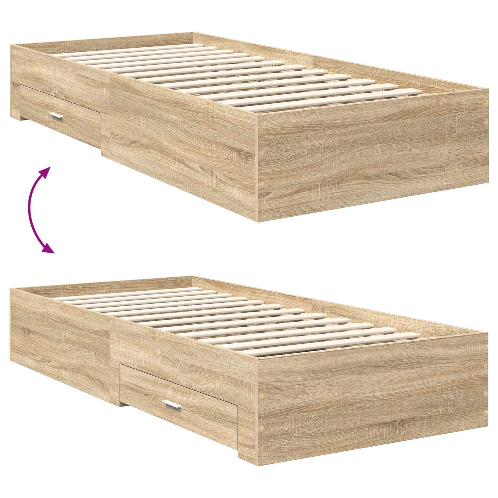 Rám postele s čelo Sonoma dub 100 x 200 cm kompozitní dřevo - obrázek 12
