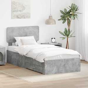 Rám postele s čelo Betonově šedá 90 x 200 cm kompozitní dřevo - obrázek 1
