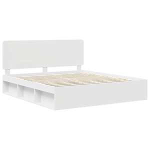 Rám postele s čelo Bílá 200 x 200 cm Masivní borové dřevo - obrázek 4