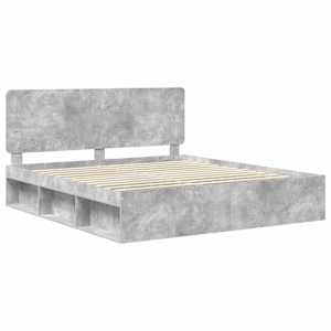 Rám postele s čelo Beton 200 x 200 cm Masivní borové dřevo - obrázek 4