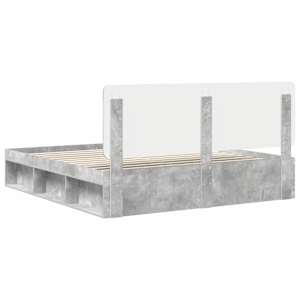 Rám postele s čelo Beton 200 x 200 cm Masivní borové dřevo - obrázek 9