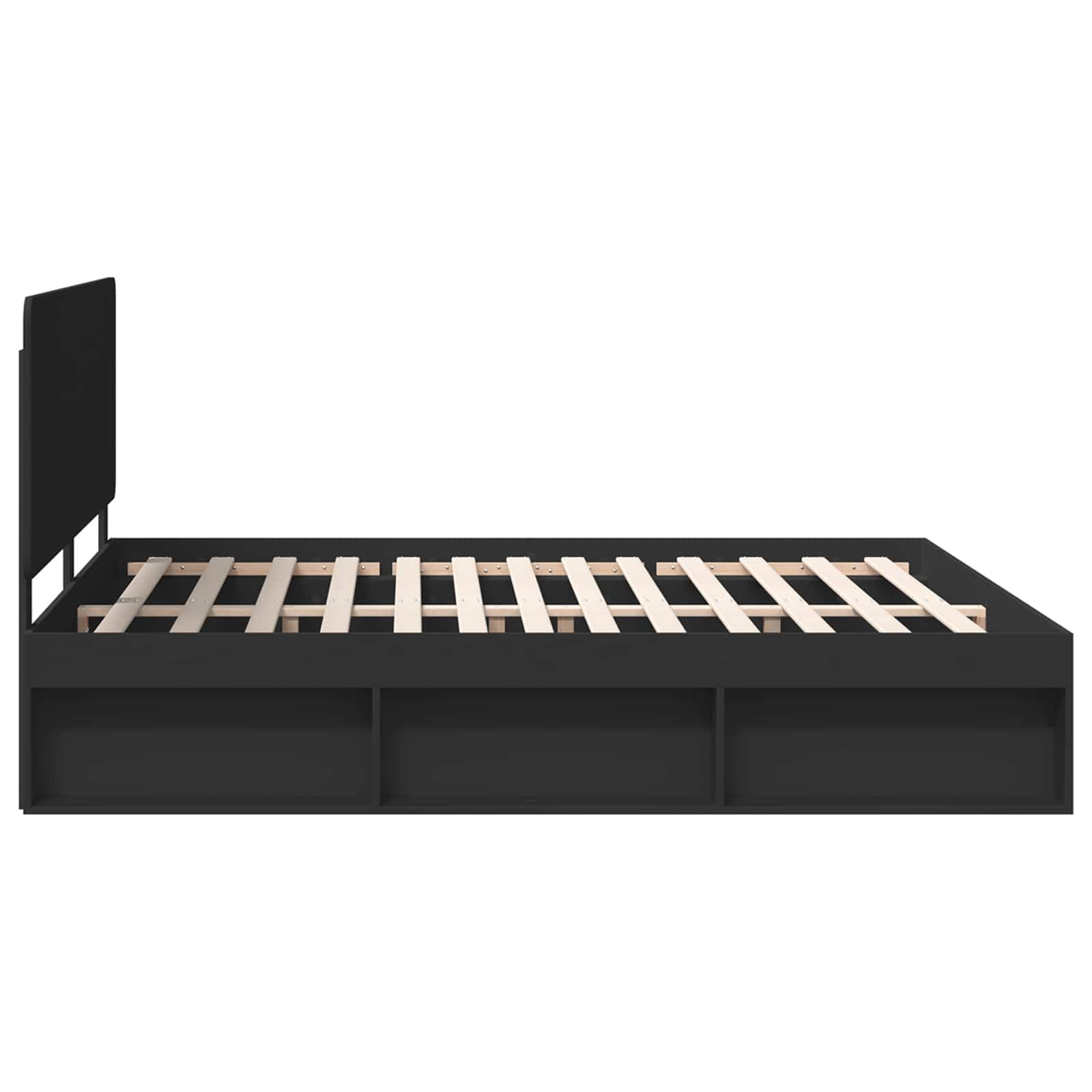 Bedframe met hoofdeinde Zwart 180 x 200 cm Massief grenenhout image 8