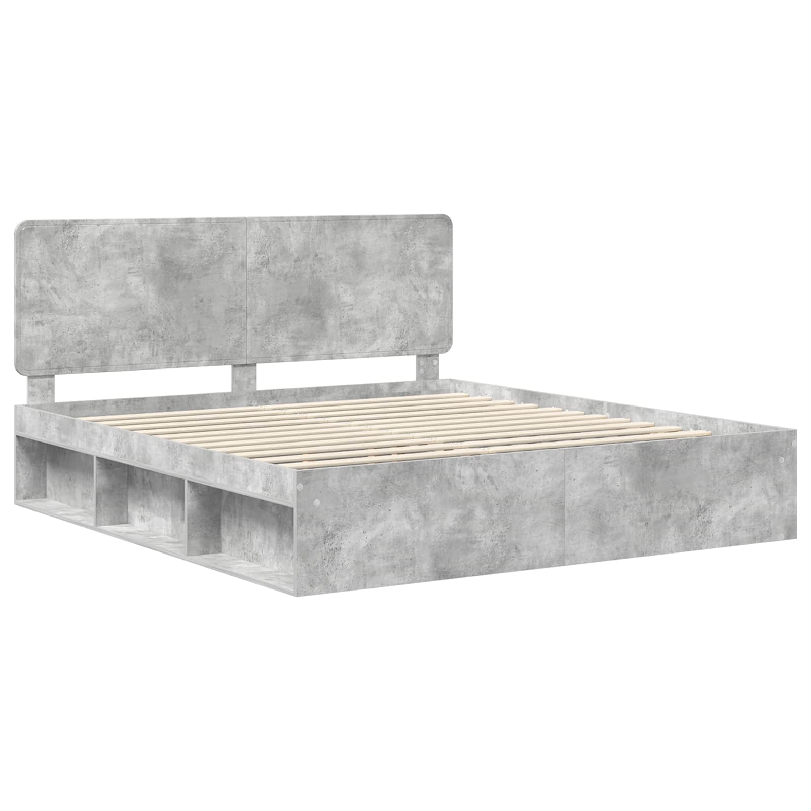Bedframe met hoofdeinde Beton 180 x 200 cm Massief grenenhout image 4