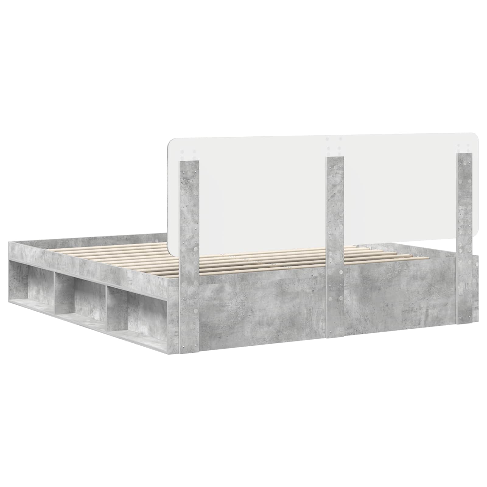 Bedframe met hoofdeinde Beton 180 x 200 cm Massief grenenhout image 9