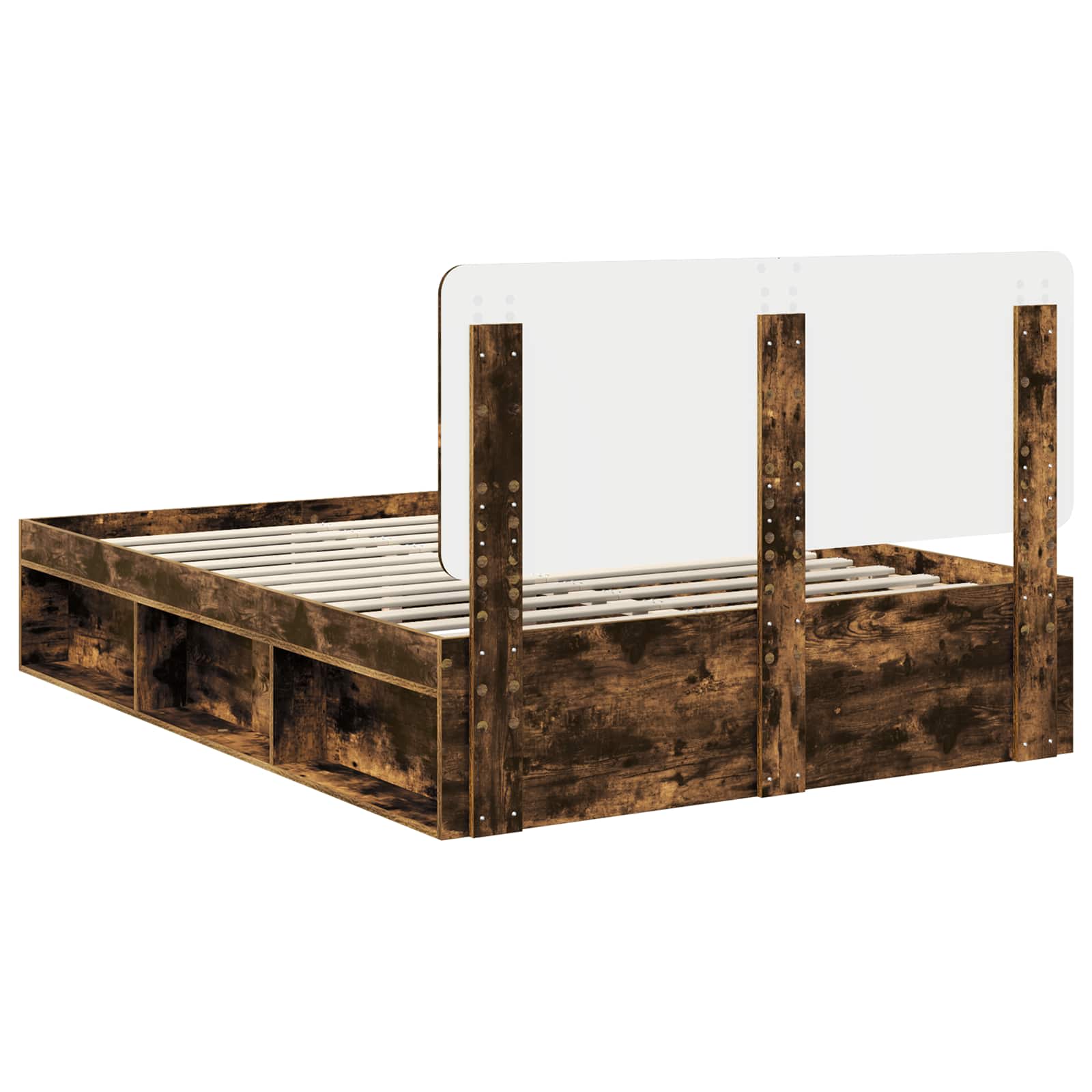 Sengestamme med hodegjerde Røkt eik 160 x 200 cm Massiv furu - Bilde 9